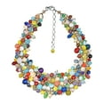thumbnail image 1 of Vibrant Fiesta Colorful Mixed Stones, Pearls, and Crystal Beads Bib Necklace, 1 of 4