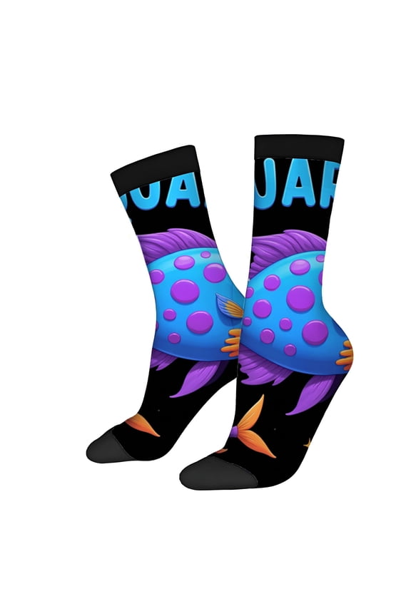 Vibrant Fish Design Socks - 2 Pairs of Unisex Trendy Socks with Colorful Fish Patterns Perfect for All Seasons