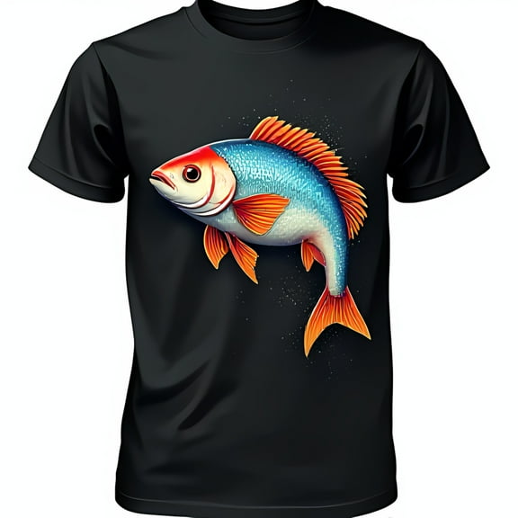 Vibrant Fish Graphic Black T-Shirt for Men & Women Colorful Ocean Design