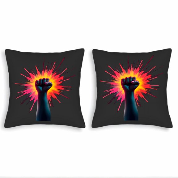 Vibrant Fist Design Throw Pillow Covers 18x18in Set of 2 - Bold Energy Burst Pattern for Couch Bed Car Decor