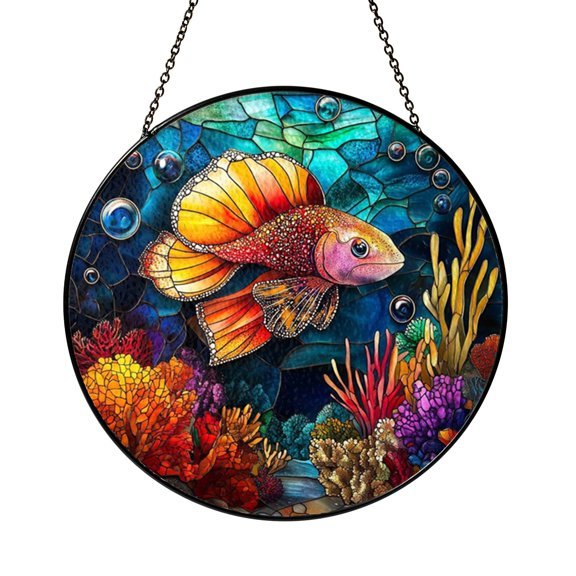 Vibrant Flamboyant Cuttlefish Ocean Suncatcher Window Hanging Decor