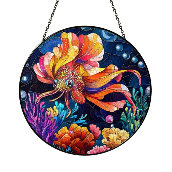 Vibrant Flamboyant Cuttlefish Ocean Suncatcher Window Hanging Decor