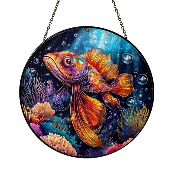 Vibrant Flamboyant Cuttlefish Ocean Suncatcher Window Hanging Glass