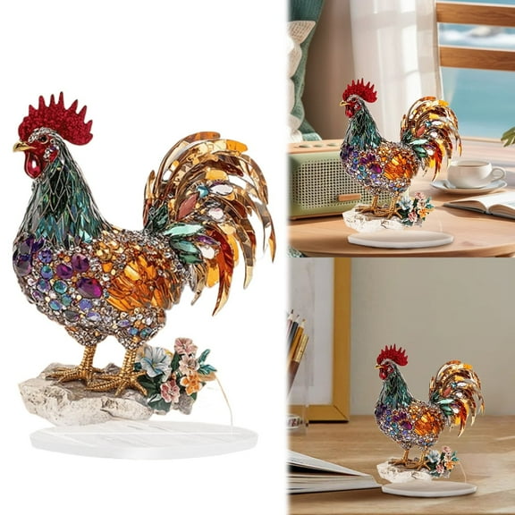 Vibrant Flat Rooster Decorative Item - Desktop Ornament - Acrylic Decorative Ornaments