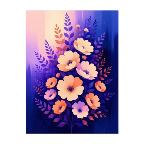 Vibrant Floral Abstraction - Digital Art Floral Flowers Botanical Modern Art Pastel Illustration Abstract Unframed Wall Art Print 5 x 7 inches