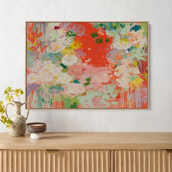 Vibrant Floral Abstraction With Expressive Blooms And Warm Red Tones, Unframed Poster