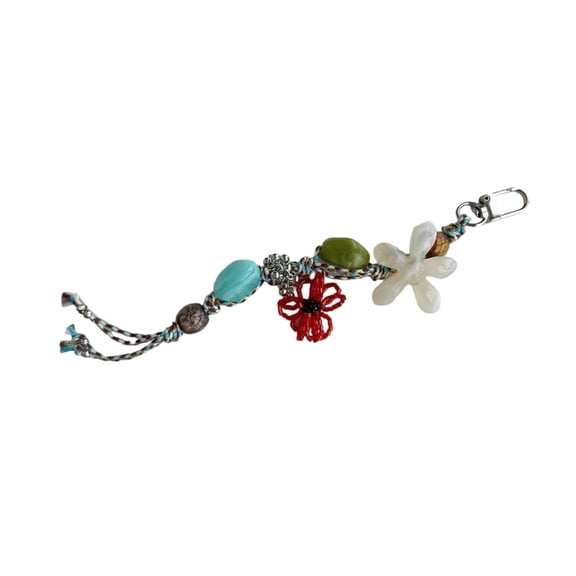 Vibrant Floral Beaded Charm Versatile Bag Hanging Decoration For Keys Purses