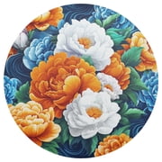 Vibrant Floral Bloom 6-Piece 15.4in Durable PVC Plate Mats, Heat-Resistant for Parties and Dining