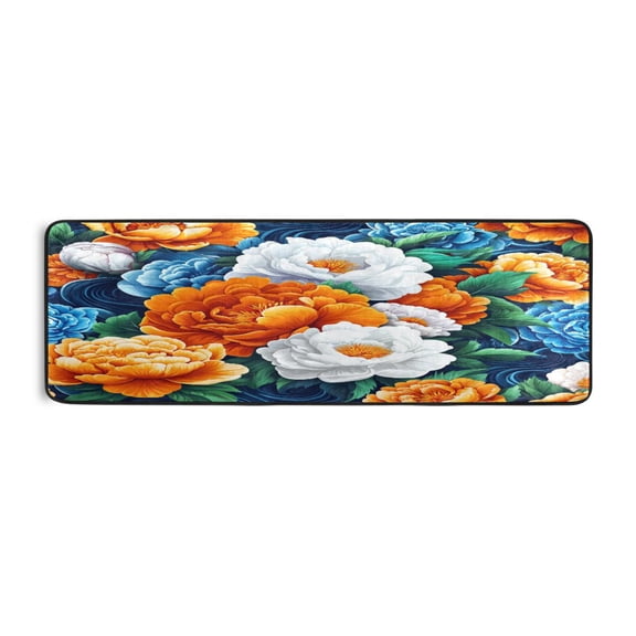 Vibrant Floral Bloom 72x24" Runner Rug, Non-Slip Memory Foam Cushion, Anti-Crease for Hallways and Bedrooms