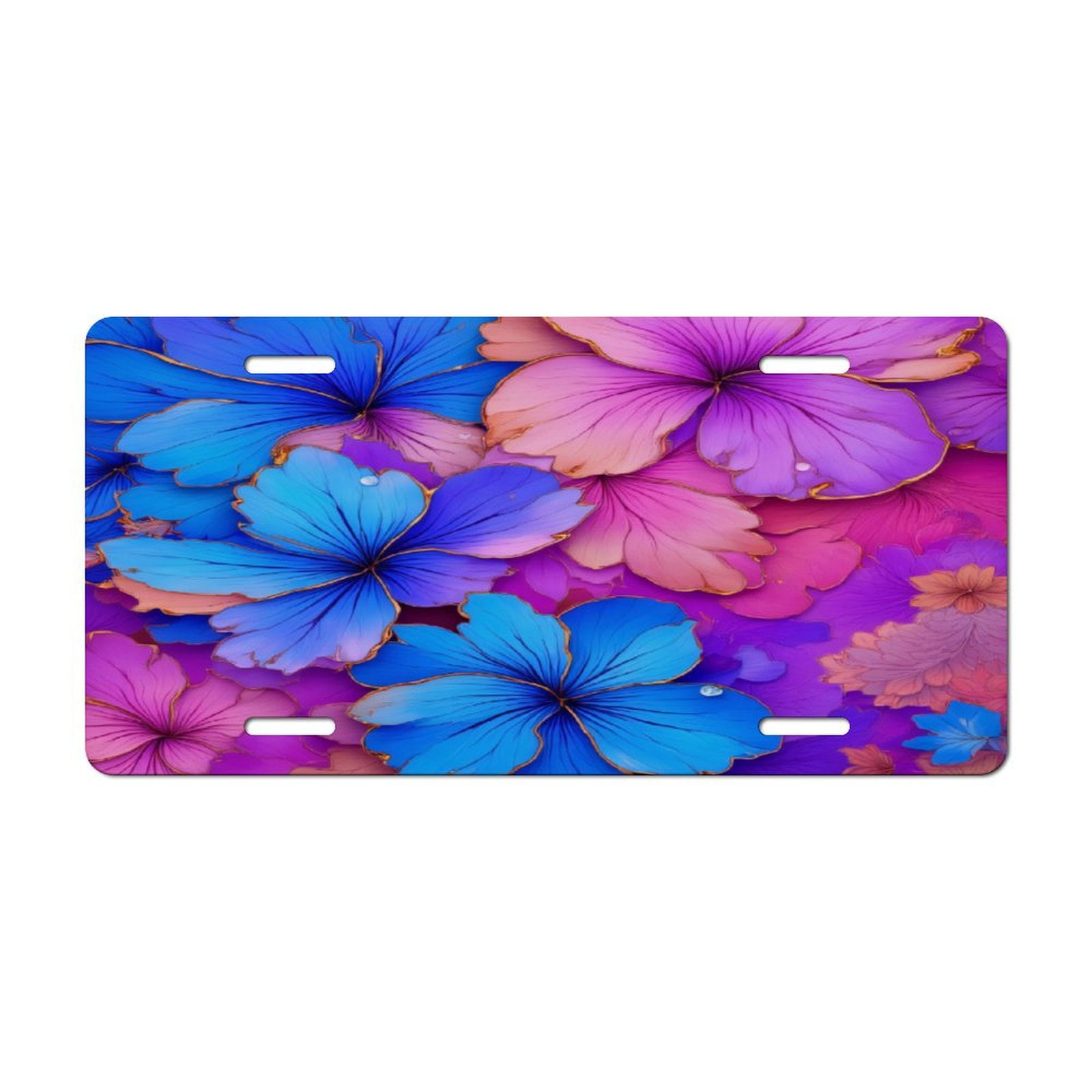 Vibrant Floral Bloom Art License Plate Lightweight Aluminum Automotive ...