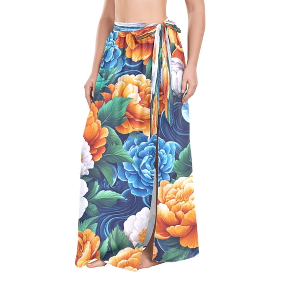 Vibrant Floral Bloom Women's Swimwear Cover Up Beach Dress Strappy Adjustable Strap Summer Beach Versatile Cover Up