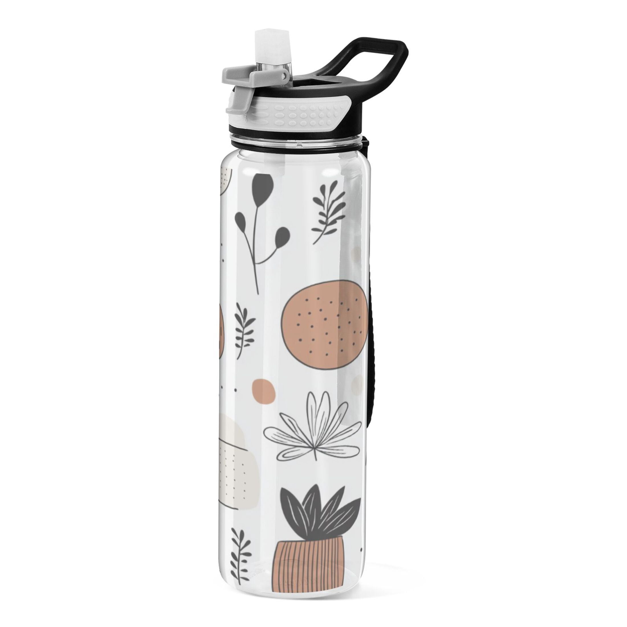 Vibrant Floral Brush Strokes 1000ml Tritan Sport Bottle Straw LeakProof Food-Grade Portable Wide Handle