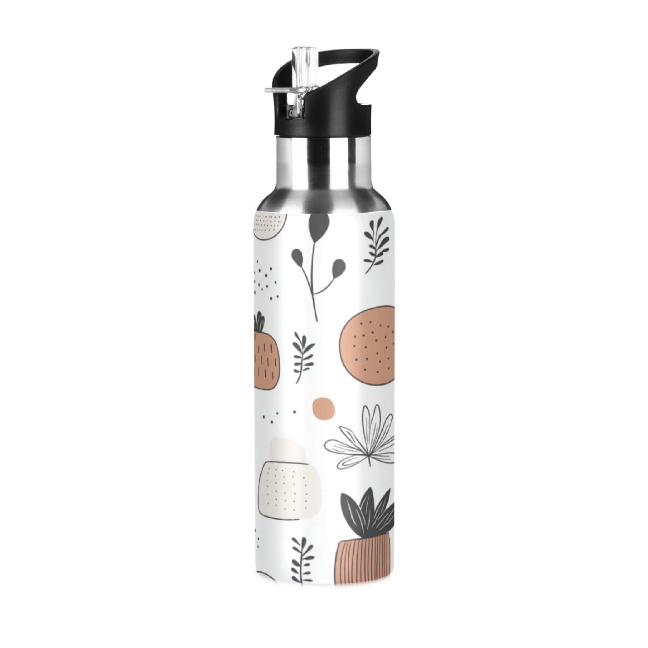 Vibrant Floral Brush Strokes 600ml Double Walled Stainless Steel LeakProof Sports Bottle Thermo 8h