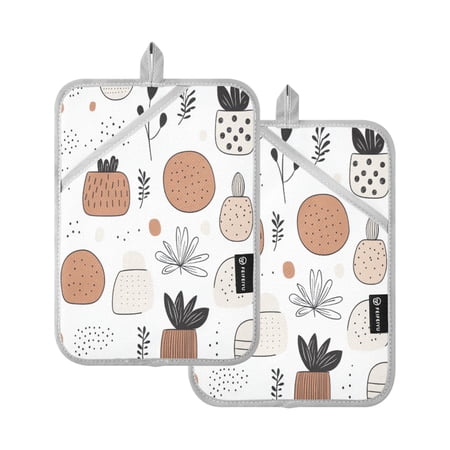 Vibrant Floral Brush Strokes 7x9.8in Pot Holder Set Heat-Resistant Oven Hot Pads Durable with Storage Loop