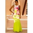 thumbnail image 1 of Vibrant Floral Color-Block Maxi Dress (L, Green), 1 of 6