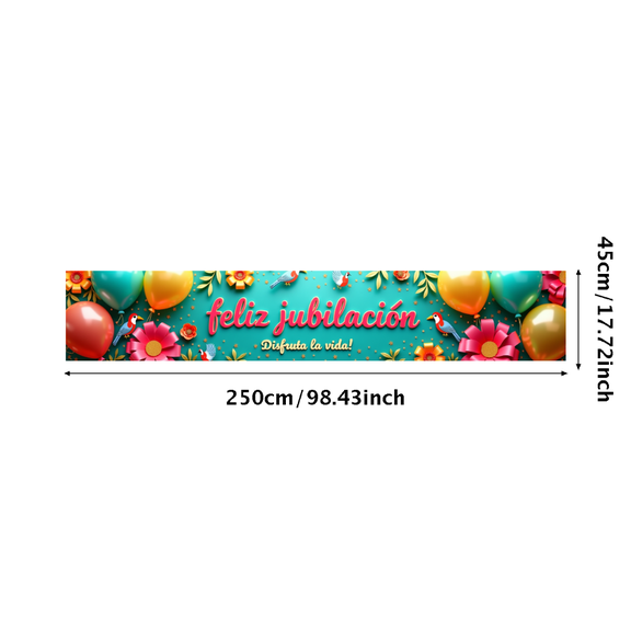 Vibrant Floral Decorated Spanish Jubilation Banner Background Party Supplies Photography Props Decorations Event Celebrations Fiesta Decor Backdrop