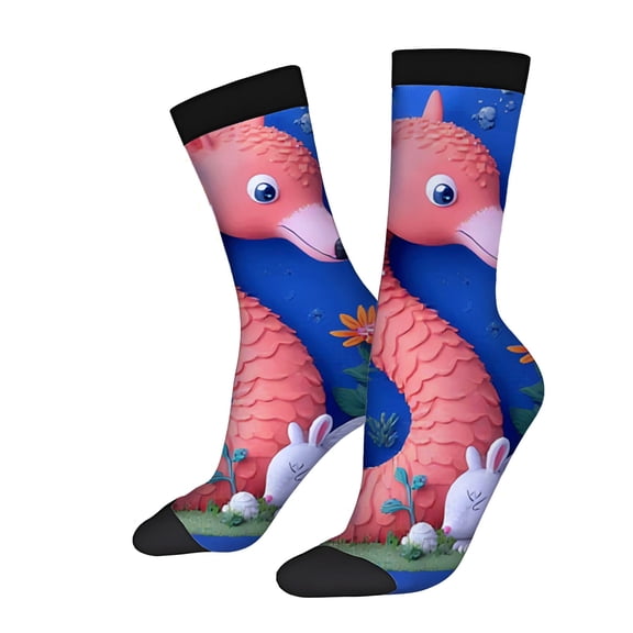 Vibrant Floral Design Socks - 2 Pairs of Unisex Trendy Mixed Color Socks for All Seasons - Fun & Whimsical Style