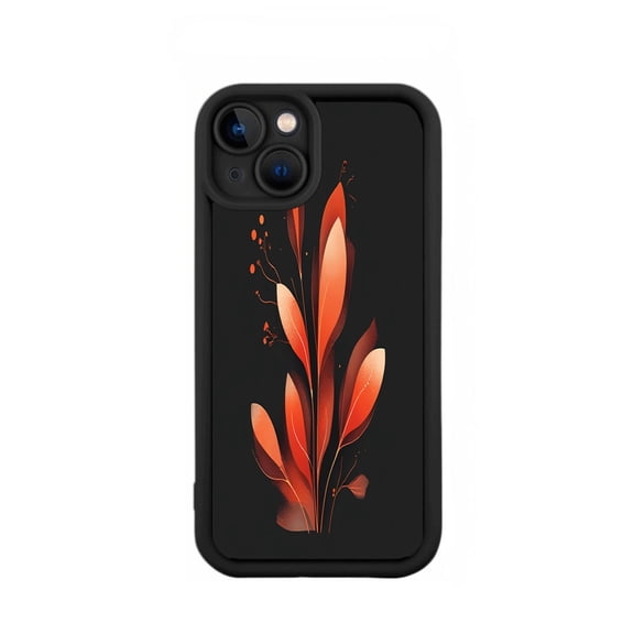 Vibrant Floral Design iPhone 15 Case - Lightweight Yellowing Resistant Modern Artistic Pattern with Gradient Leaves