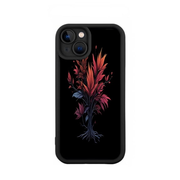 Vibrant Floral Design iPhone 15 Case - Lightweight Yellowing Resistant Sleek Black Border Triple Camera Compatible