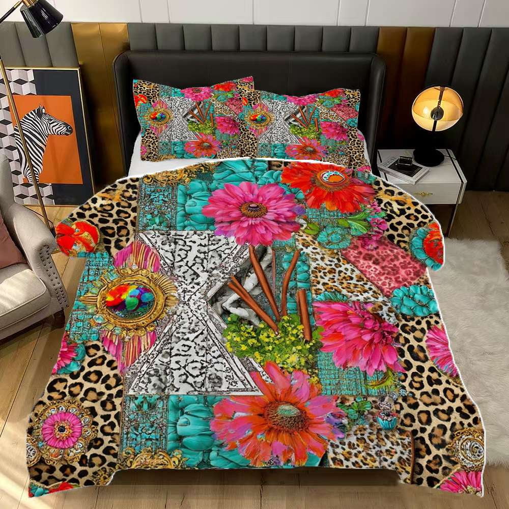 Visual Reference: Vibrant Floral Eclectic Textile Comforter Set Twin Size Bedding Set