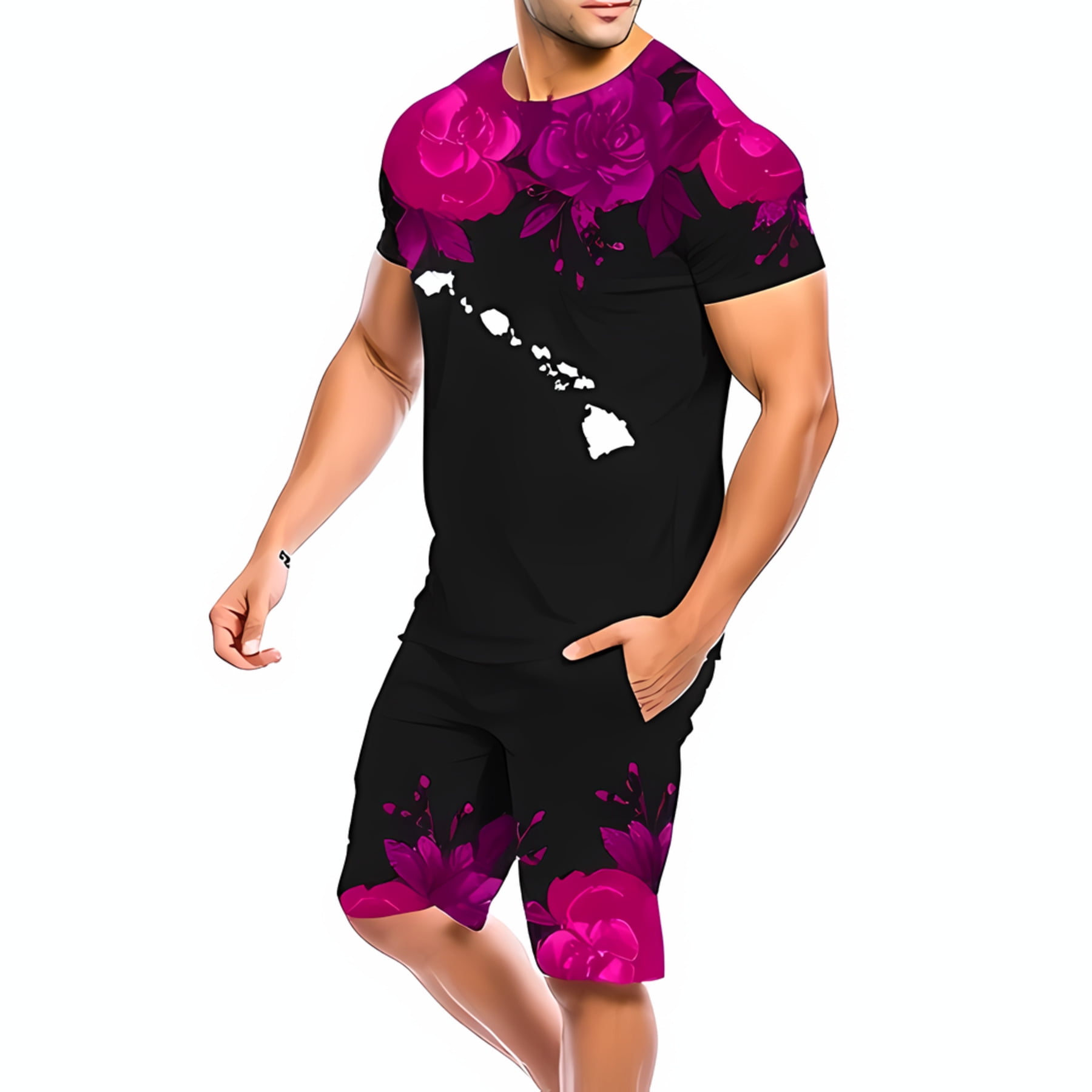 Tropical Flower Hawaiian Pineapple Print Men's Shorts