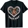 thumbnail image 1 of Vibrant Floral Heart Graphic Black T-Shirt with Ribbon IPO, 1 of 5