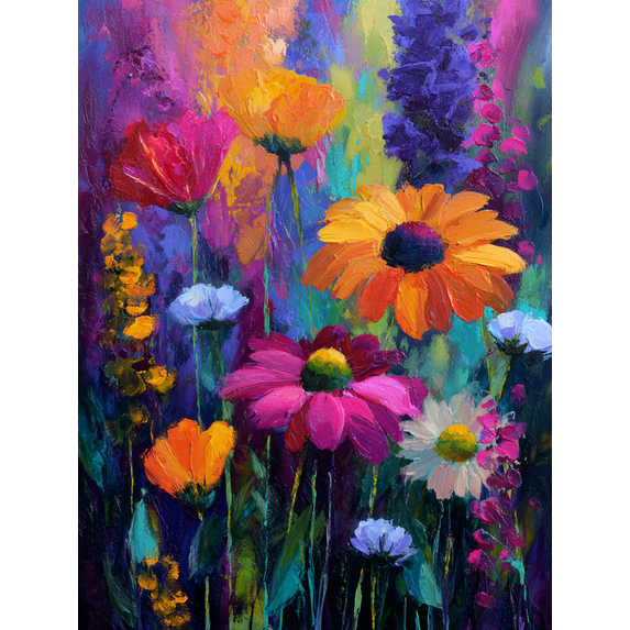 Vibrant Floral Impressionist Canvas Art, Perfect Wall Decor for Living Room Bedroom Dining Room Office Hallway