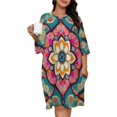 thumbnail image 1 of Vibrant Floral Mandala Pattern Sleepshirts For Sleeping Travels Loose Sleepdress Pajama Dress Soft Nightdress Sleepwear, 1 of 7
