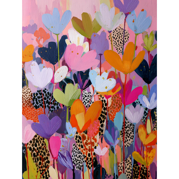 Vibrant Floral Pattern Canvas Print, Suitable for Living Room, Bedroom, Office, Kitchen, Entryway Decor
