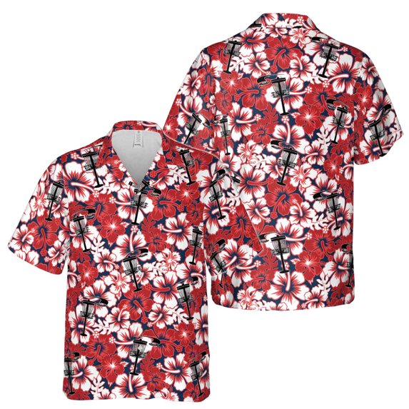 Vibrant Floral Pattern Disc Golf Lover Hawaiian Shirt S-5XL