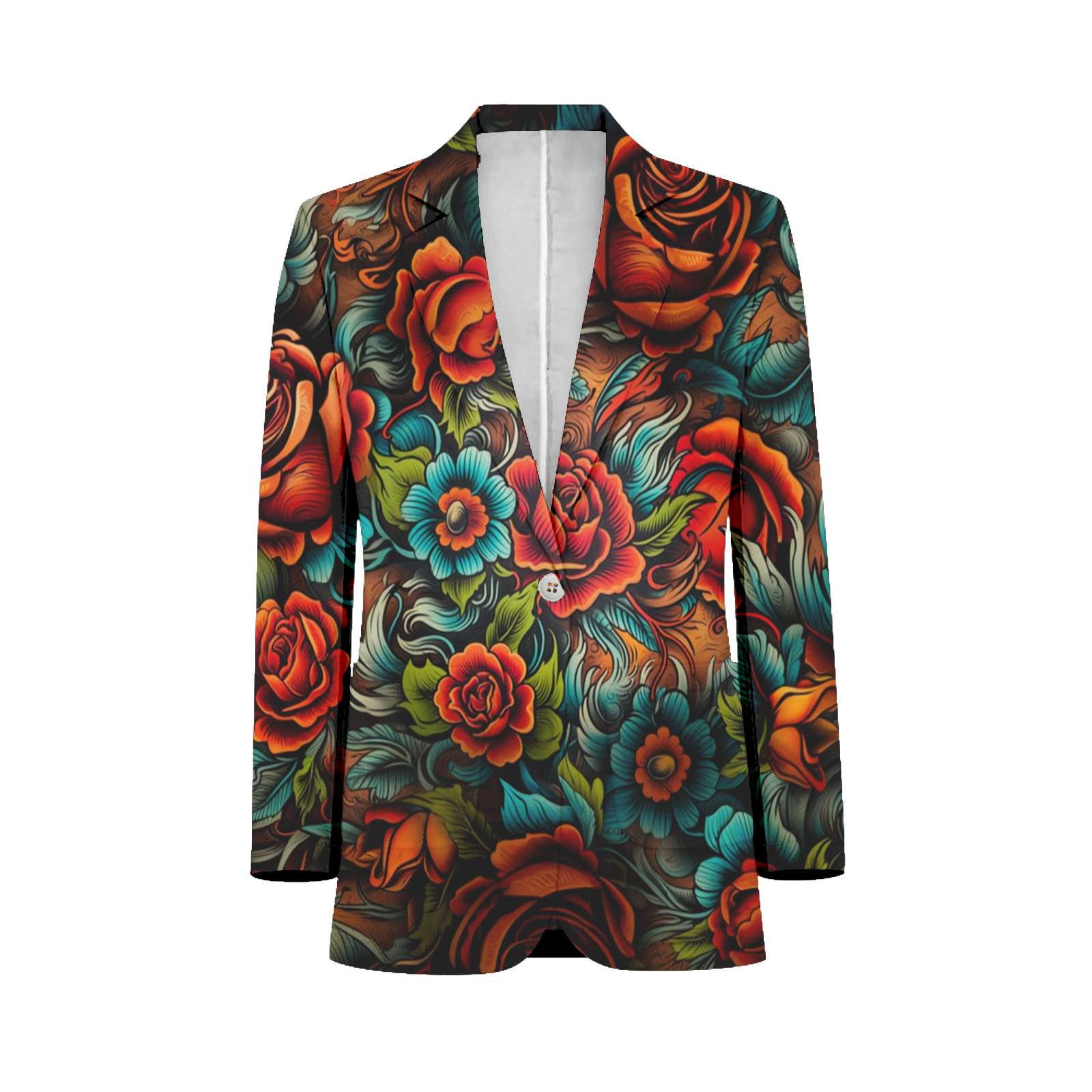 Vibrant Floral Pattern With Red Roses And Blue Flowers On Dark ...