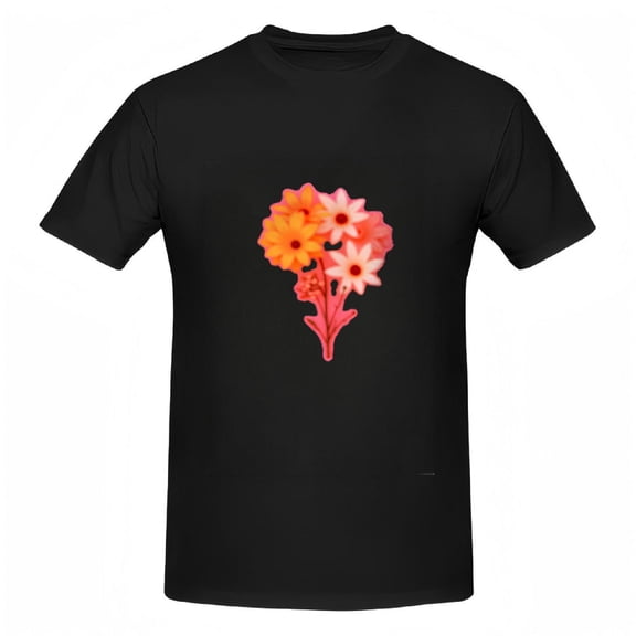 Vibrant Floral Print Cotton Short Sleeve T-Shirt for Women - Colorful Orange Pink & Red Design - Casual Tee Top