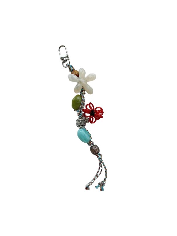 Vibrant Floral Resin Keychain Phone Lanyard - Multi-Use Beaded Charm for Bags Keys Travel Gifts