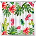 thumbnail image 1 of Vibrant Floral Shower Curtain - Large Pink & Purple Flower Design on Creamy White Background, 1 of 5