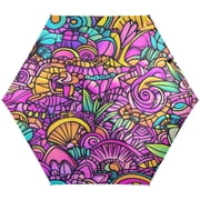 Vibrant Floral Swirls Umbrellas for Sun Auto Open Close UV50+ Waterproof 5-Fold Compact Fiberglass Frame