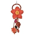 thumbnail image 1 of Vibrant Floral Tassel Orange Leather Bag Ornament or Keychain, 1 of 5