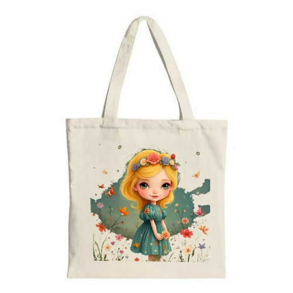 Vibrant Floral Tote Bag - Canvas Reusable Shopping Bag with Colorful Garden Design Perfect for Parties Travel & Shopping