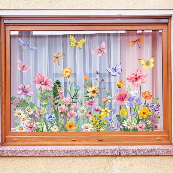 Vibrant Floral Window Stickers for Windows and Glass Fade Resistant PVC