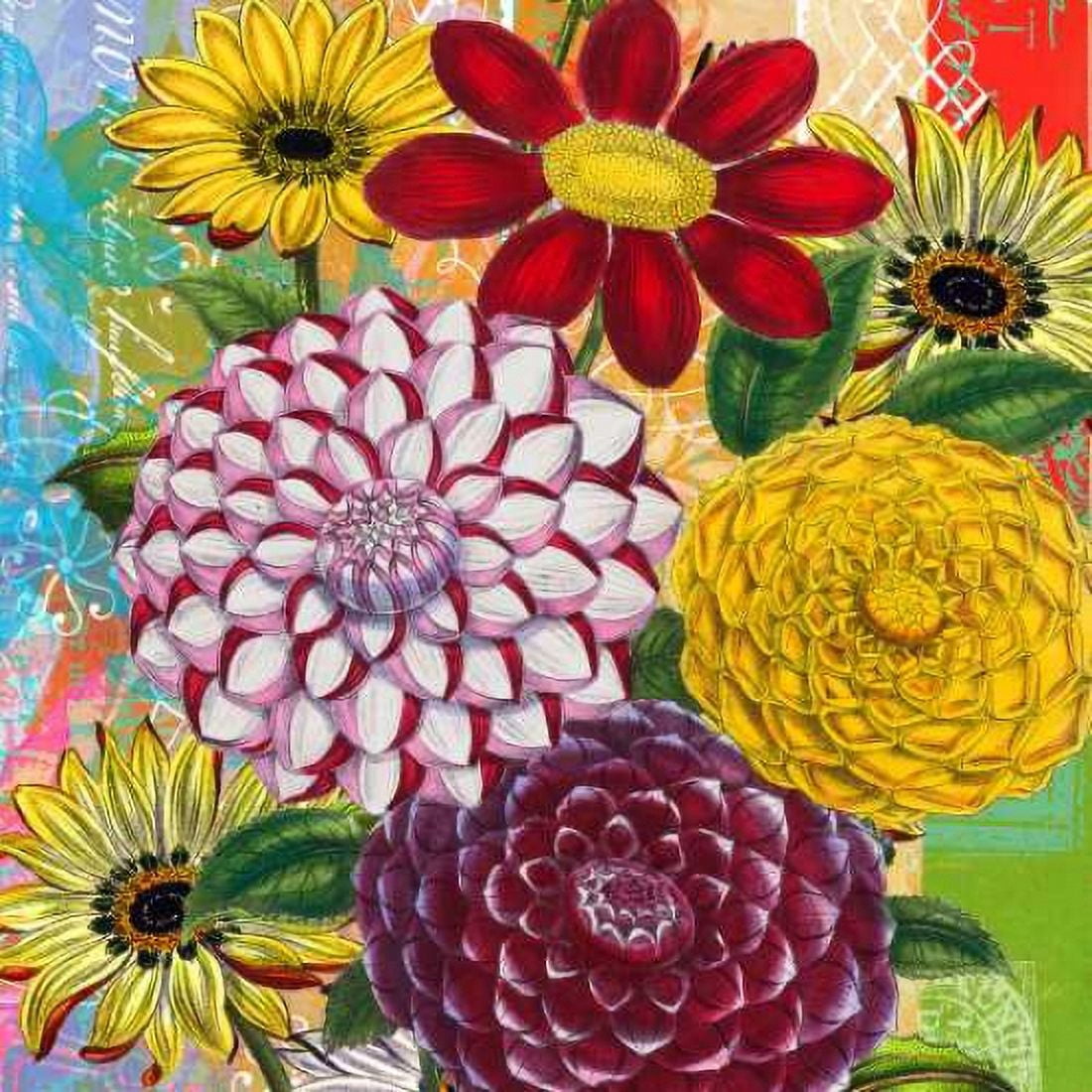 Vibrant Florals Canvas Art - Walter Robertson (24 x 24)