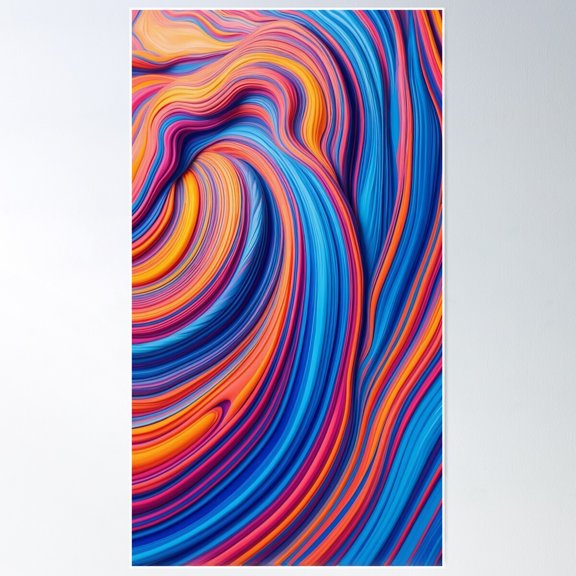 Vibrant Flow Abstract Colour Waves Poster Wall Art, Modern Wall Decor For Living Room Bedroom, 8x12 UNFRAMED