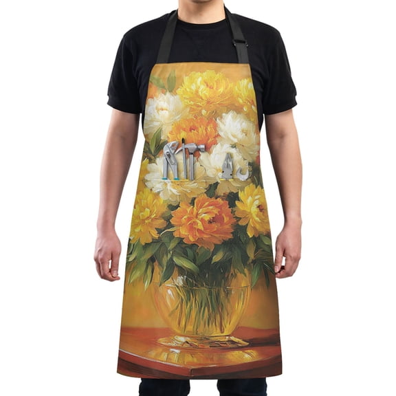 Vibrant Flower Decor Chef Kitchen Apron with Pockets for Women Waterproof Aprons for Cooking Baking