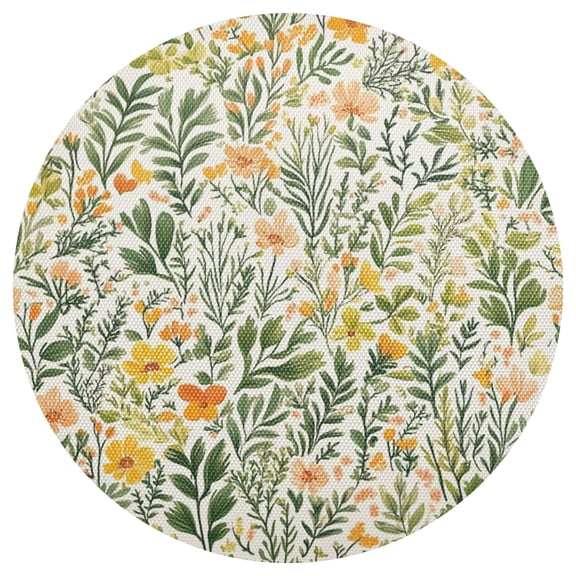 Vibrant Flower Field 15.4in Diameter PVC Plate Mat, Heat-Resistant and Cuttable, Kitchen Decor