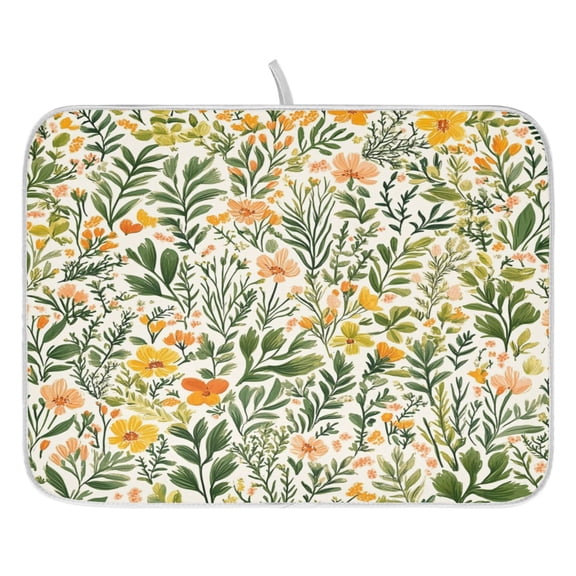 Vibrant Flower Field Dish Drying Mat for Kitchen, Quick Drying Absorbent Soft Durable 16" x 18"