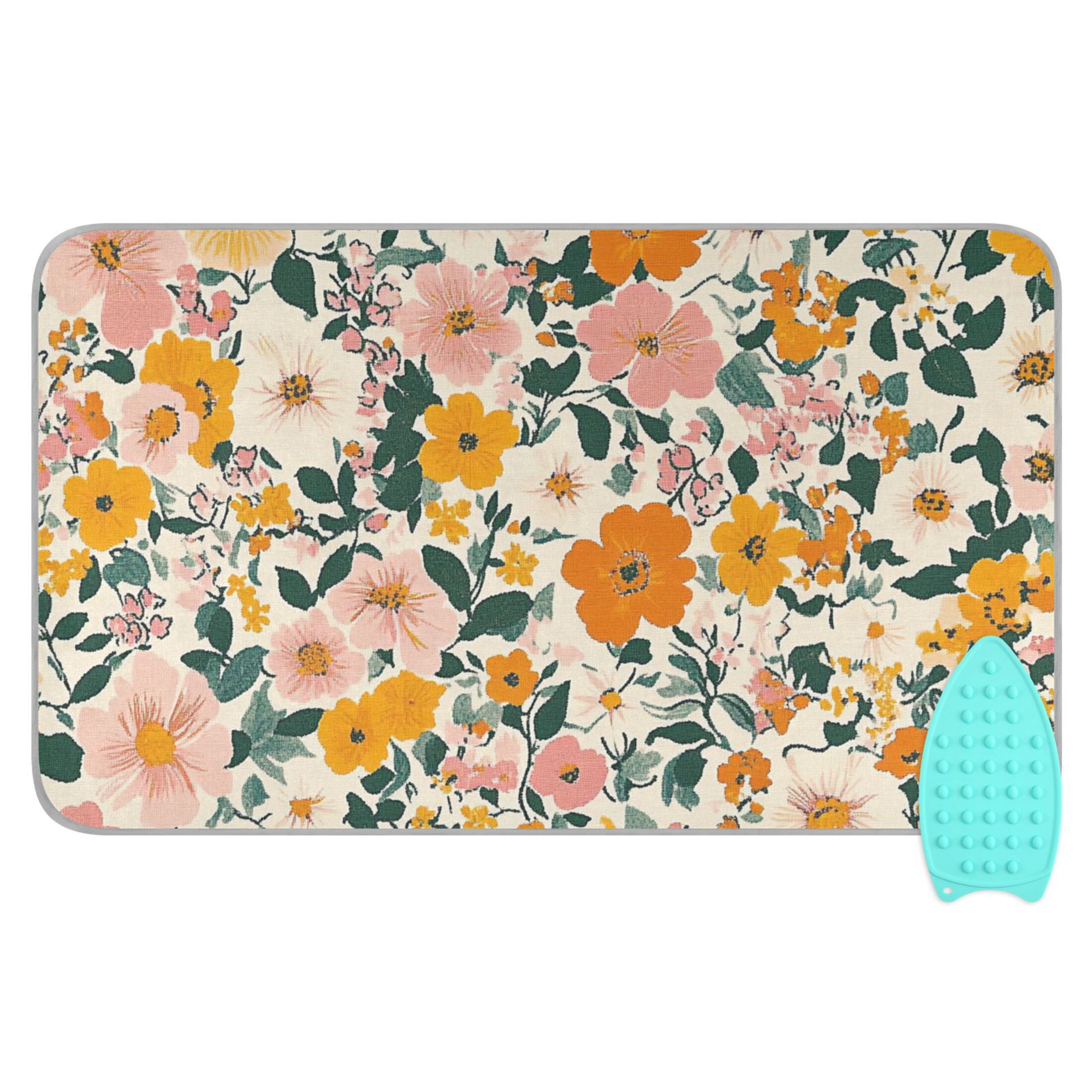 Vibrant Flower Garden Ironing Mat Blanket for Table Top Travel Portable Ironing Board Pad 47.2x27.6 Inch