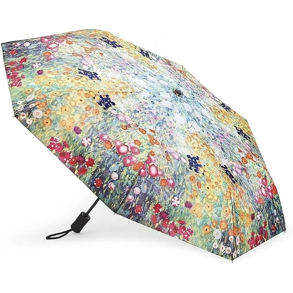 Vibrant Flower Garden Umbrella, 42" Automatic Open and Close Travel Umbrella for Rain, Wind and Sun, Compact, Folding