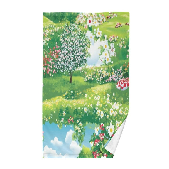 Vibrant Flower Meadow Soft 100% Cotton Towel, High Absorbency, Single Pack, 16" x 28"