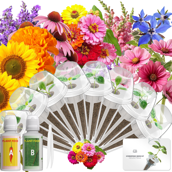 Vibrant Flower Seed Pod Kit for AeroGarden,idoo,Ahopegarden,Gardencube with Marigold,Snapdragon,Cosmos,Sunflower,Zinnia,Lavender,Borage,Coneflower-Compatible with Hydroponics Growing System(8-Pod)