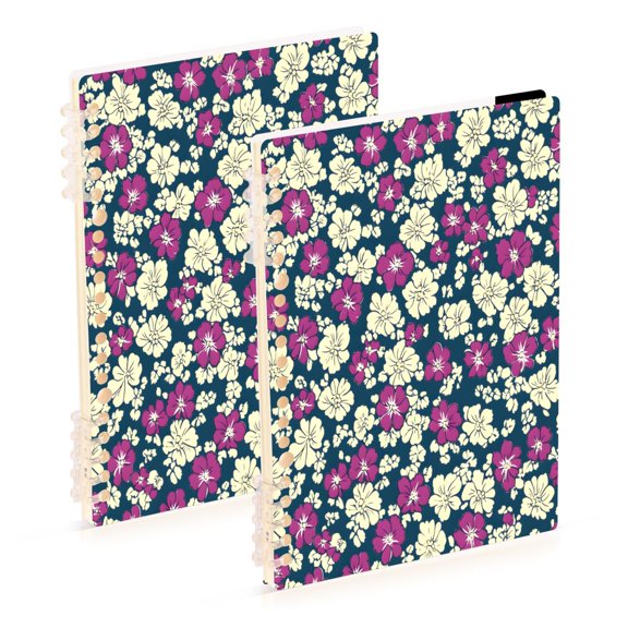 Vibrant Flowers Pattern 2-Piece A5 PP Notebooks, Adjustable Rings, 80g Paper, Diary Set