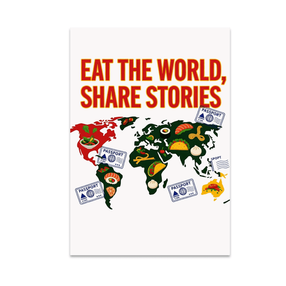Vibrant Food Map Decor - Culinary Explorer - 13x19 Poster Print