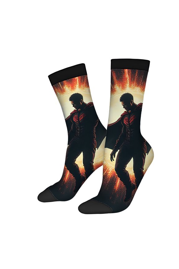 Vibrant Four Seasons Universal Socks (2 Pairs) - Fiery Dragon Design Mixed Color Unisex Trendy Socks with Black Toe